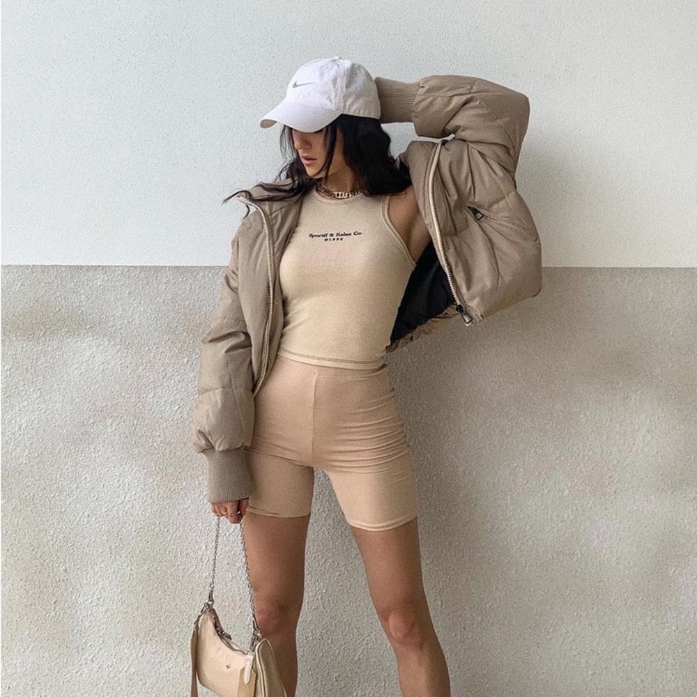 Princess Polly beige puffer jacket